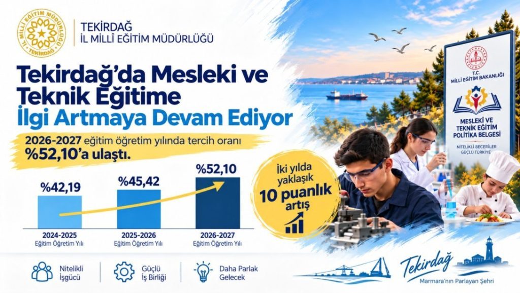 Tekirdağ'da Mesleki ve Teknik Eğitime İlgi Artmaya Devam Ediyor