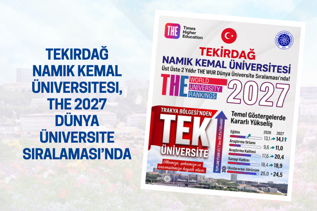 Tekirdağ Namık Kemal Üniversitesi, THE 2027 Dünya Üniversite Sıralaması’nda…